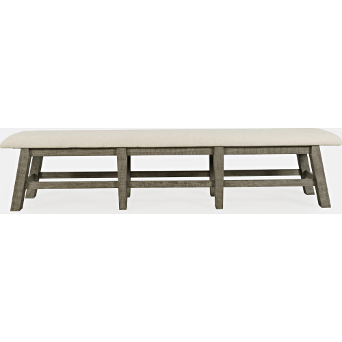 Telluride 85" Dining Bench in Driftwood Grey & Neutral Fabric